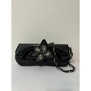 VINTAGE MARY FRANCES BLACK BUTTERFLY BEADED SHOULDER BAG